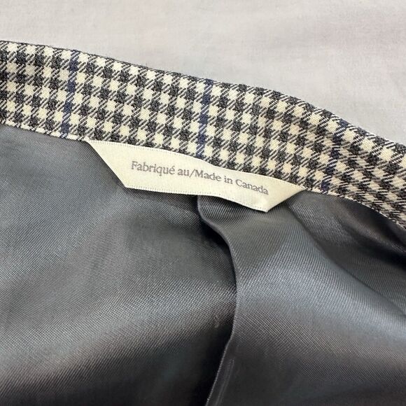 Samuelsohn Sport Coat 44R Houndstooth Blazer Black White Blue Flaws* - Picture 5 of 9